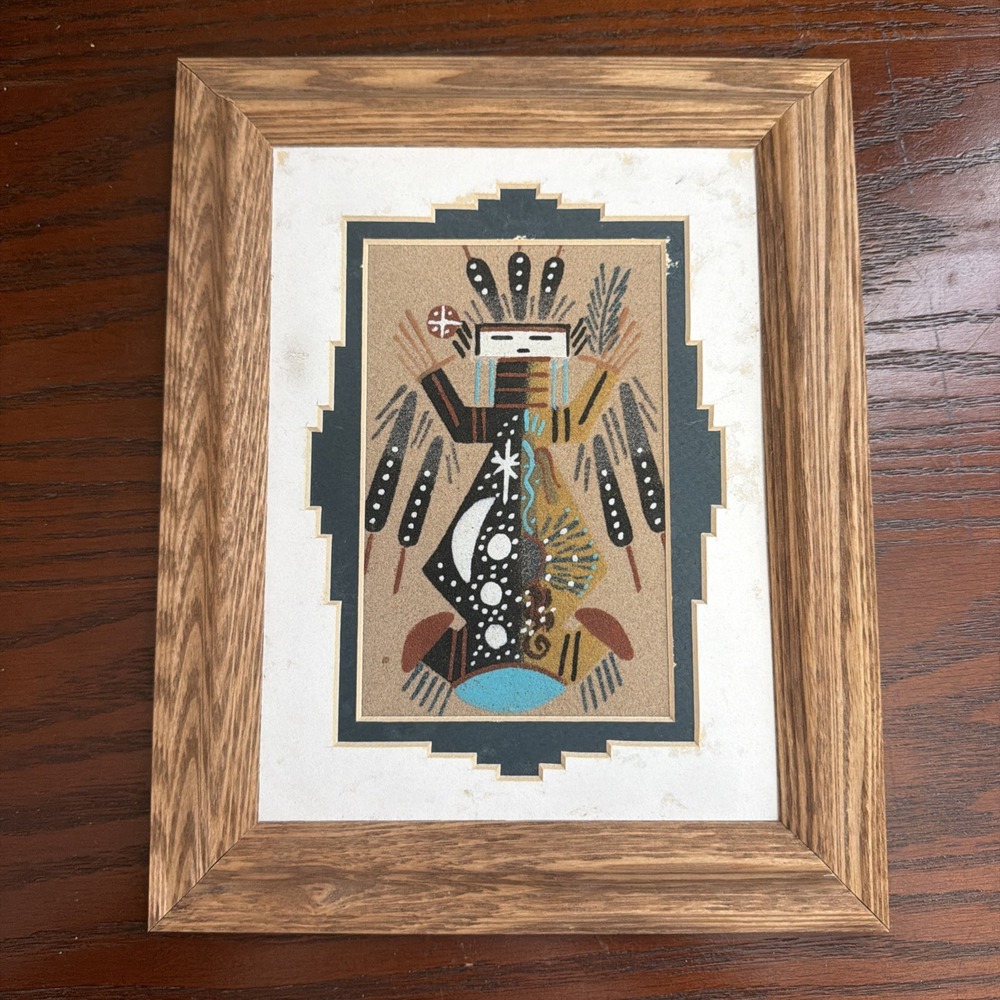 Vintage Navajo Sand Art Father Sky Mother Earth